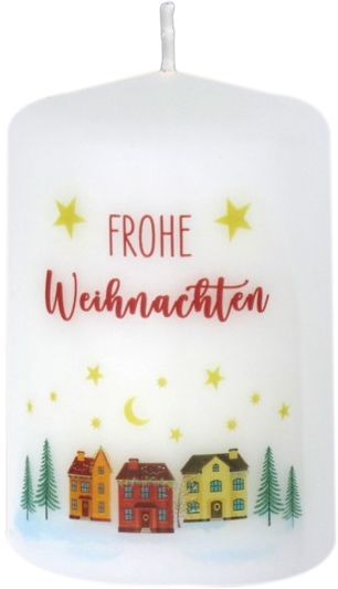 Kerze "Frohe Weihnachten" weiß