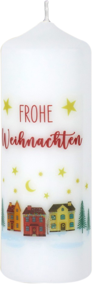 Kerze "Frohe Weihnachten" weiß