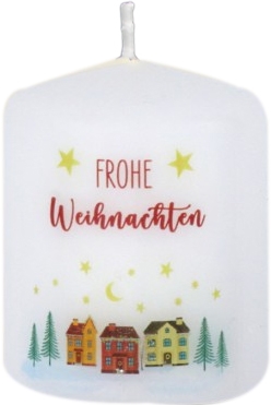 Kerze "Frohe Weihnachten" weiß
