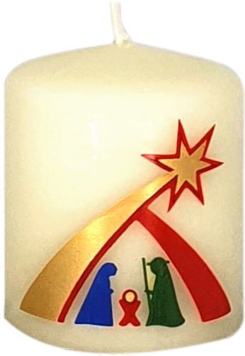 Weihnachtskerze "Krippe-Golddruck"