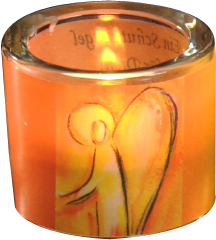 Glaslicht ENGEL mit Spruch, orange